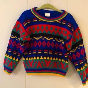 Vintage 80's Pullover Sweater Colorful Patterns Unisex